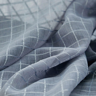 In Grid Windowpane Check Grey Sheer Curtain 9