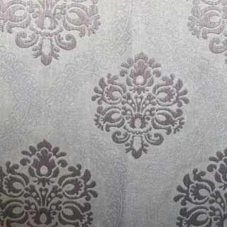 Legacy Luxury Chenille Damask Cream & Lilac Purple Curtain 3