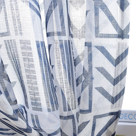 The City Sketch Blue Modern Geometric Sheer Curtain 1