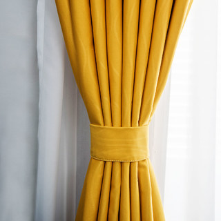 Rippled Waves Superthick Lemon Yellow Blackout Curtain Drapes 2