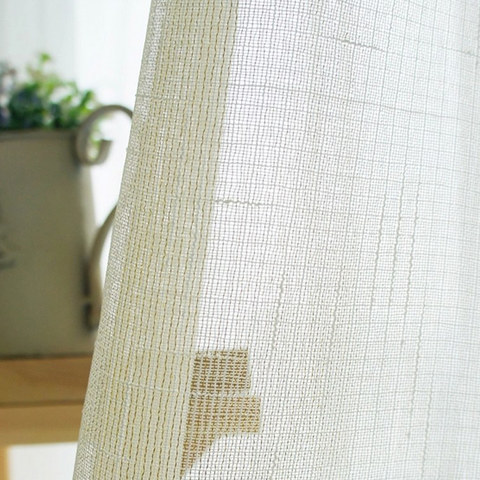 Subtle Gold Textured Sheen Cream Sheer Voile Curtain 1