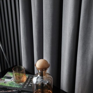 Sunnyvale Herringbone Ash Grey Textured Velvet Blackout Curtains 3