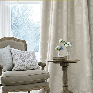 Dandelion Luxury 3D Jacquard Champagne Cream Curtain 2