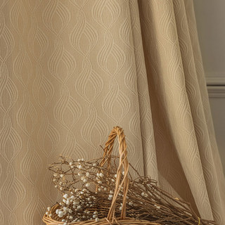 Graceful Ogee Chenille Geometric Mocha Light Brown Blackout Curtain 3