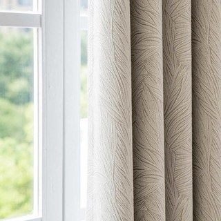 Spring Leaf Jacquard Patterned Cream Blackout Curtain 3