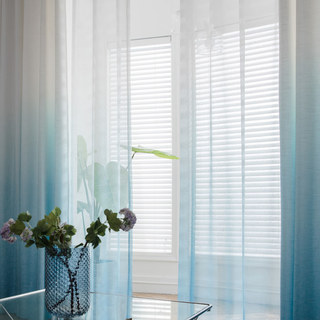The Perfect Blend Ombre Turquoise Blue Textured Sheer Curtain 5