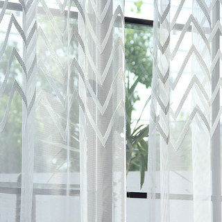 Wave Some Magic Cream Geometric Wave Sheer Curtain 10