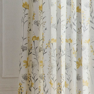 Bringing the Garden Indoors Cream Yellow Floral Jute Style Curtain 10