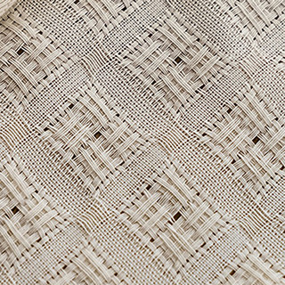 Woven Knit Cotton Blend Basketweave Patterned Cream Semi Sheer Voile Curtain 5