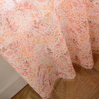 Orange Starburst Paisley Patterned Sheer Curtain 2