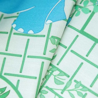 Elephant Gardener Green & Blue Cute Curtain 4