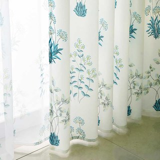 Springfield Turquoise and Green Print Floral Sheer Curtain 3