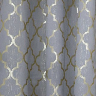 Moroccan Trellis Jacquard Gray and Metallic Gold Geometric Curtain 2