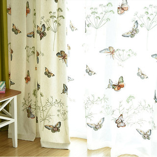 Butterfly Garden Embroidered Gold Shimmery Organza Sheer Curtain 3