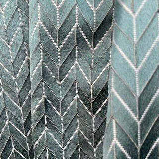 Elegante Art Deco Chevron Geometric Teal Curtain 5