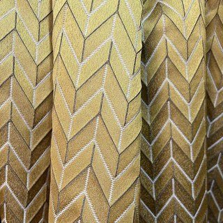 Elegante Art Deco Chevron Mustard Yellow Gold Curtain 2