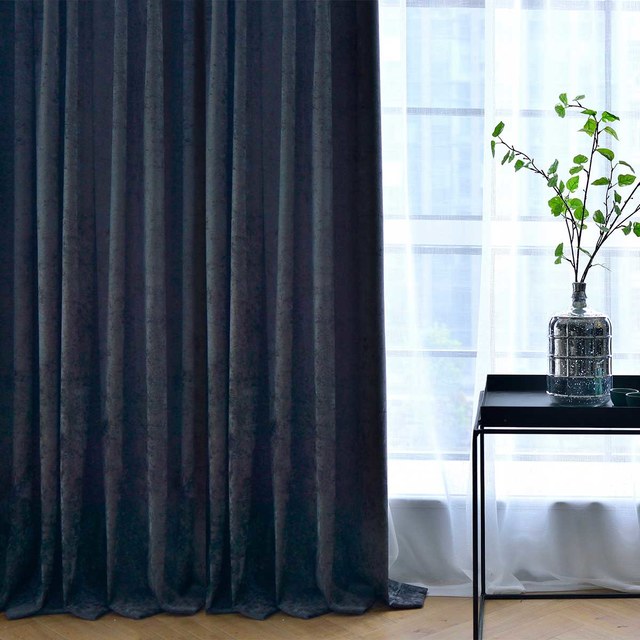 Luxury Charcoal Dark Gray Chenille Curtain Drapes 1