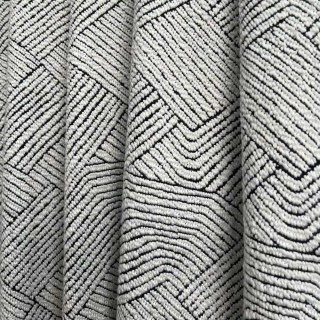 Weave Whisper Geometric Black & White Heavy Wool Chenille Curtain