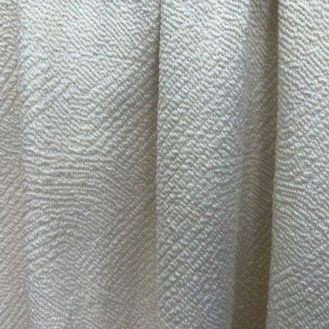 Weave Whisper Geometric Ivory White Heavy Wool Chenille Curtain 1