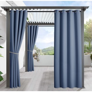 Malibu Waterproof Light Filtering Haze Blue Outdoor Curtain 1